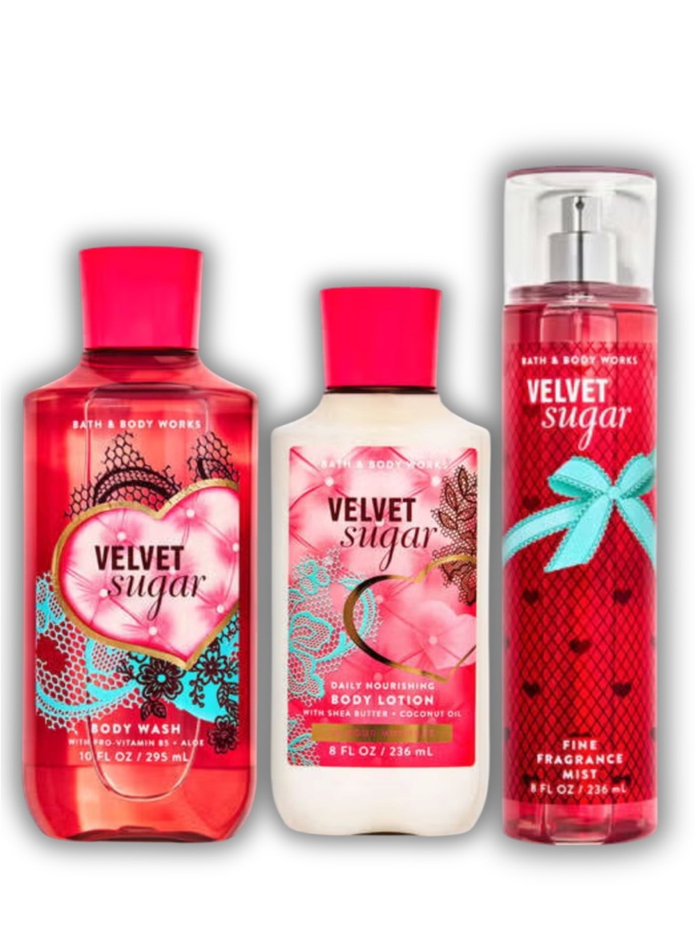 Bath & Body Works 3 Piece Velvet Sugar Set - Body Wash, Lotion, & Body Mist